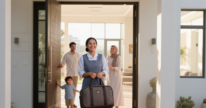 اسرة تستقبل خادمتها الجديدة
